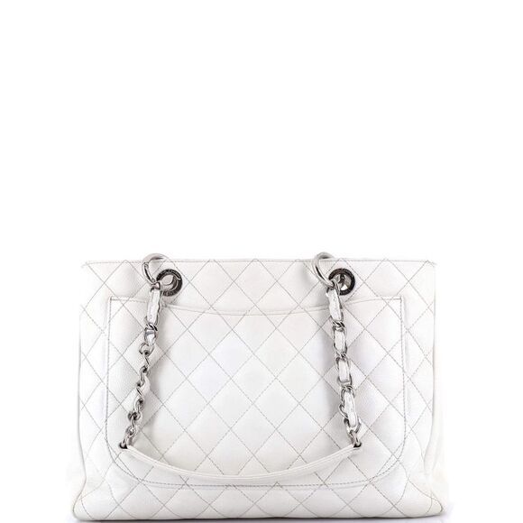 Chanel Grand Shopping Tote Quilted Caviar White - Picture 3 of 6